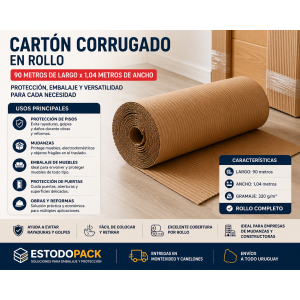 Cartón corrugado en rollo para embalaje y protección de pisos