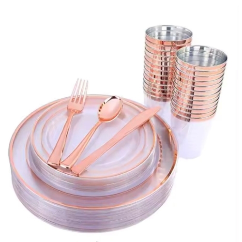 Platos Descartables Vajilla Elegante C/copas 200 Piezas