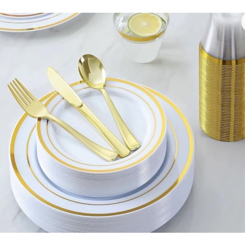 Platos Descartables Vajilla Elegante 175 Piezas